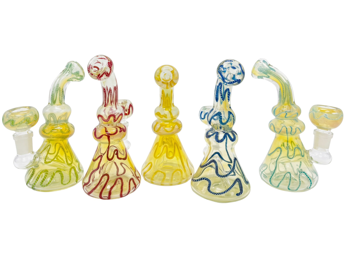 RG73 6" Fumed w/ Line Waves Waterpipe Assorted Colors