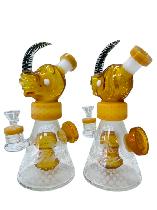 M67 10" Rhino Shaped Engraved Design Waterpipe Assorted Colors