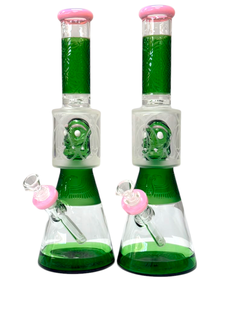 M63 14" Engraved w/ Monster Perc Waterpipe Assorted Colors
