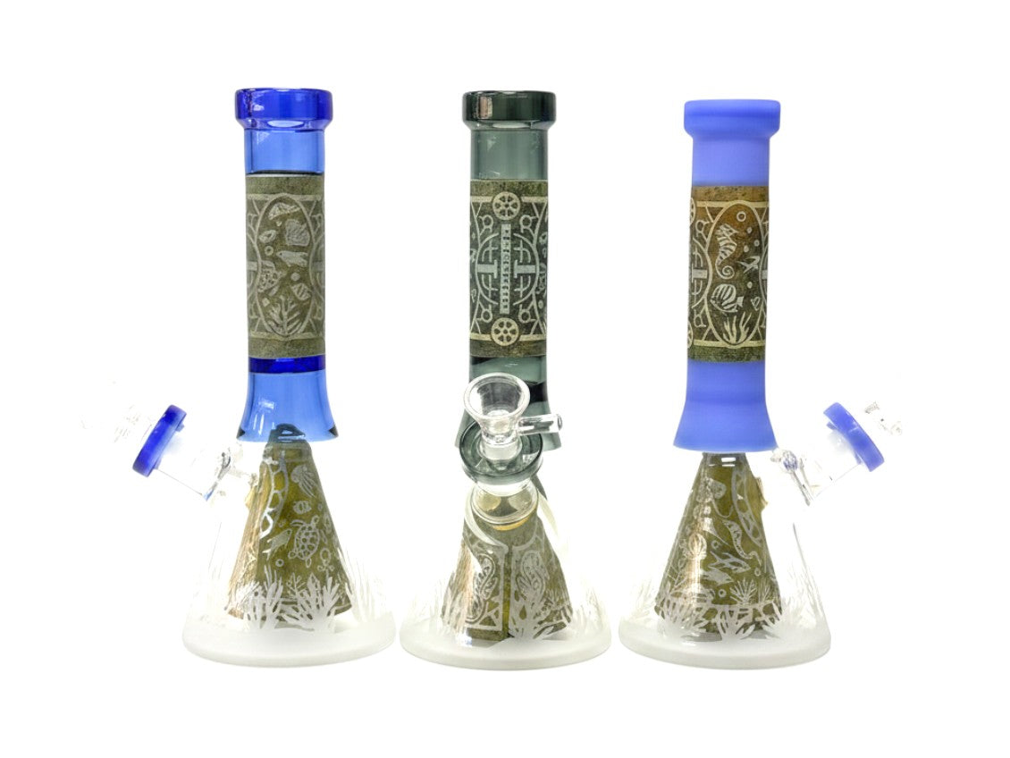 M69 12" Ocean Creatures Engraved Waterpipe Assorted Colors