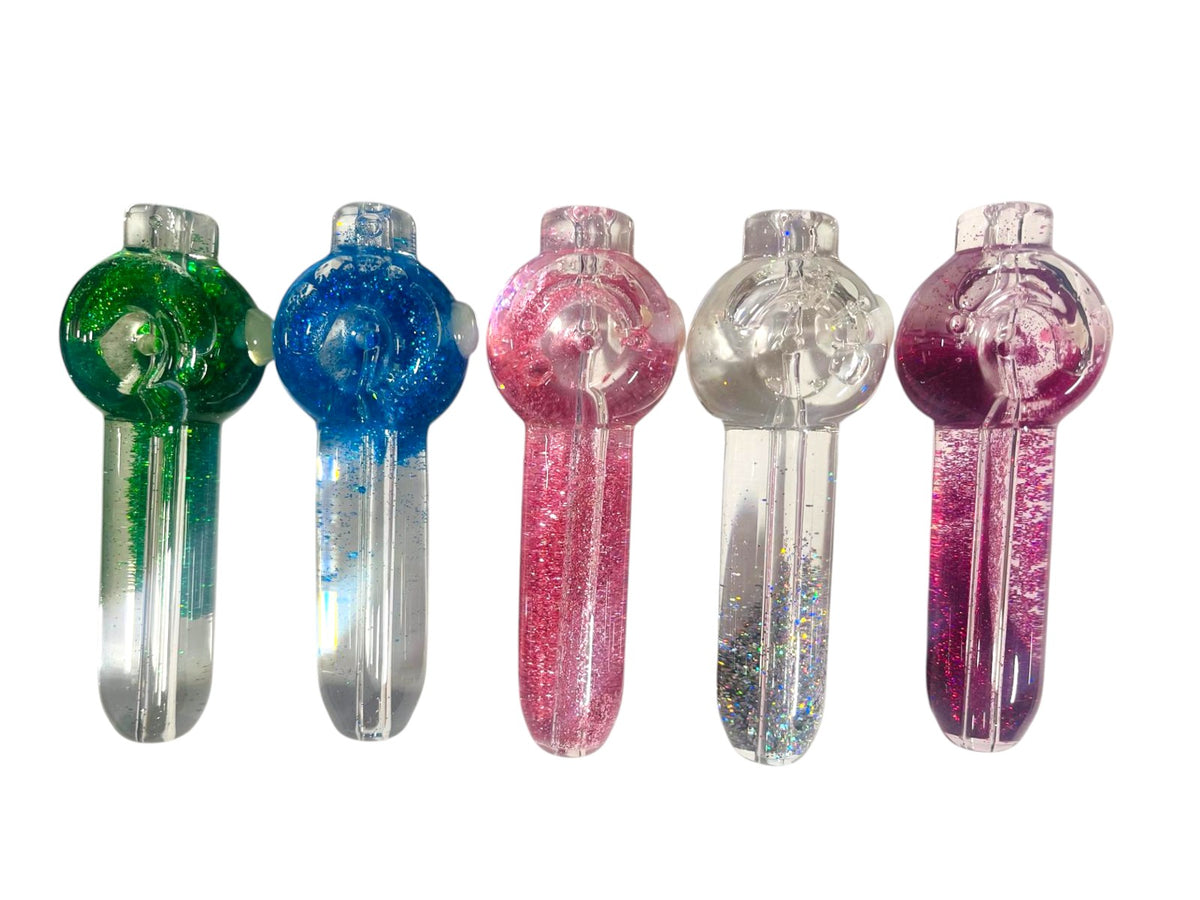 H8 5" Freezable Straight Glitter Spoon Handpipe Assorted Colors 5ct