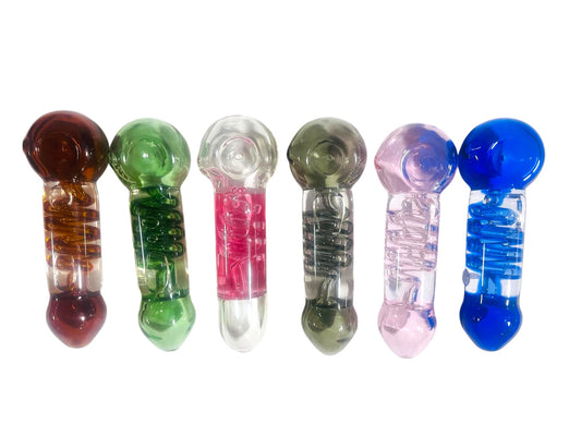 H9 5" Freezable Colored Curly Two-Tone Handpipe Assorted Colors 5ct