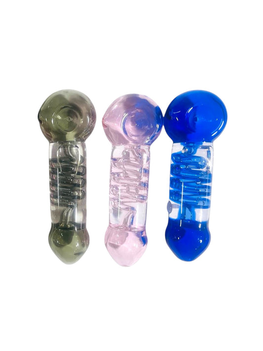 H9 5" Freezable Colored Curly Two-Tone Handpipe Assorted Colors 5ct