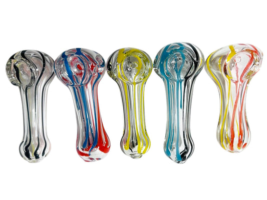 H21 3" Mini Peanut Shaped Striped Handpipe Assorted Colors 5ct