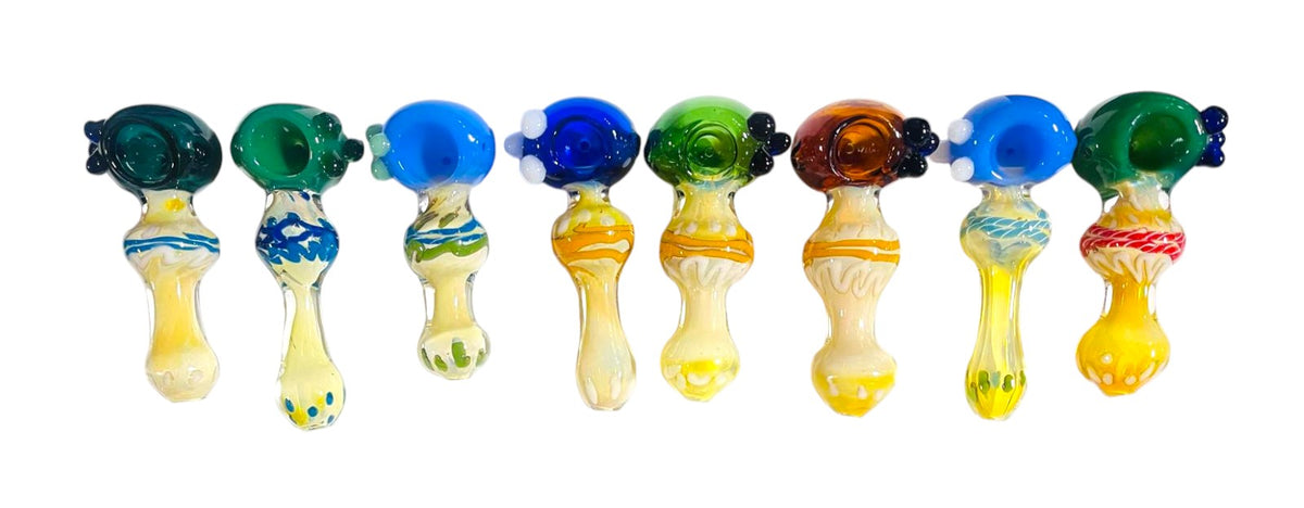 H20 4" Slime Fumed Dotted Handpipe Assorted Colors 5ct