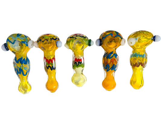 H23 4" Fumed Cube Hold Handpipe Assorted Colors 5ct