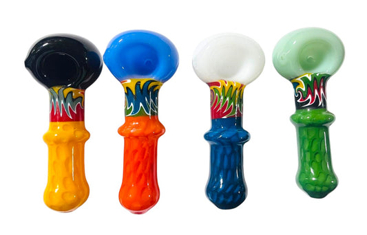 H26 4.5" Milky Wigwag Colored Handpipe Assorted Colors 5ct