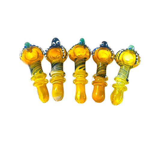 H35 5" Fumed Octopus Head Handpipe Assorted Colors 5ct