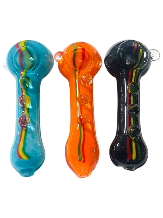 H36 4" Three Dotted Handpipe Assorted Colors 5ct