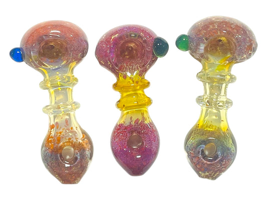 H43 5" Thick Double Bowl Fumed Donut Handpipe Assorted Colors 5ct