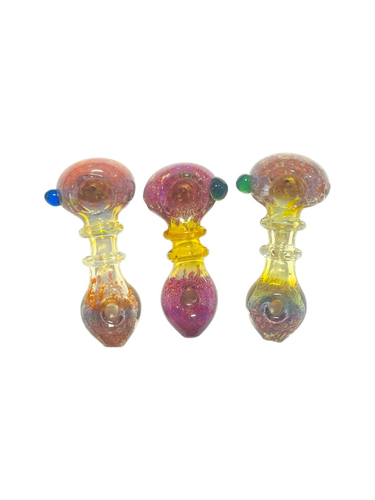 H43 5" Thick Double Bowl Fumed Donut Handpipe Assorted Colors 5ct