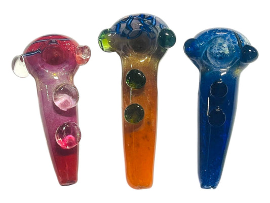 H47 4.5" Solid Color Dotted Handpipe Assorted Colors 5ct