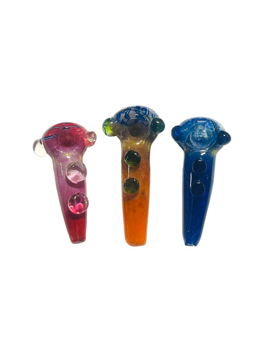 H47 4.5" Solid Color Dotted Handpipe Assorted Colors 5ct