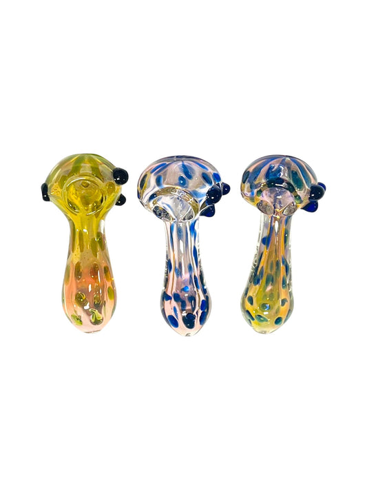 H52 4" Dotted Silver Fumed Handpipe Assorted Colors 5ct