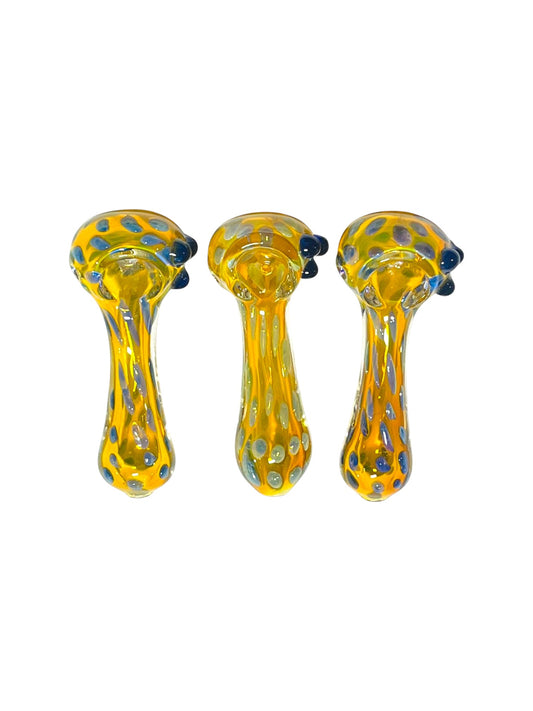 H53 4" Dotted Gold Fumed Handpipe Assorted Colors 5ct