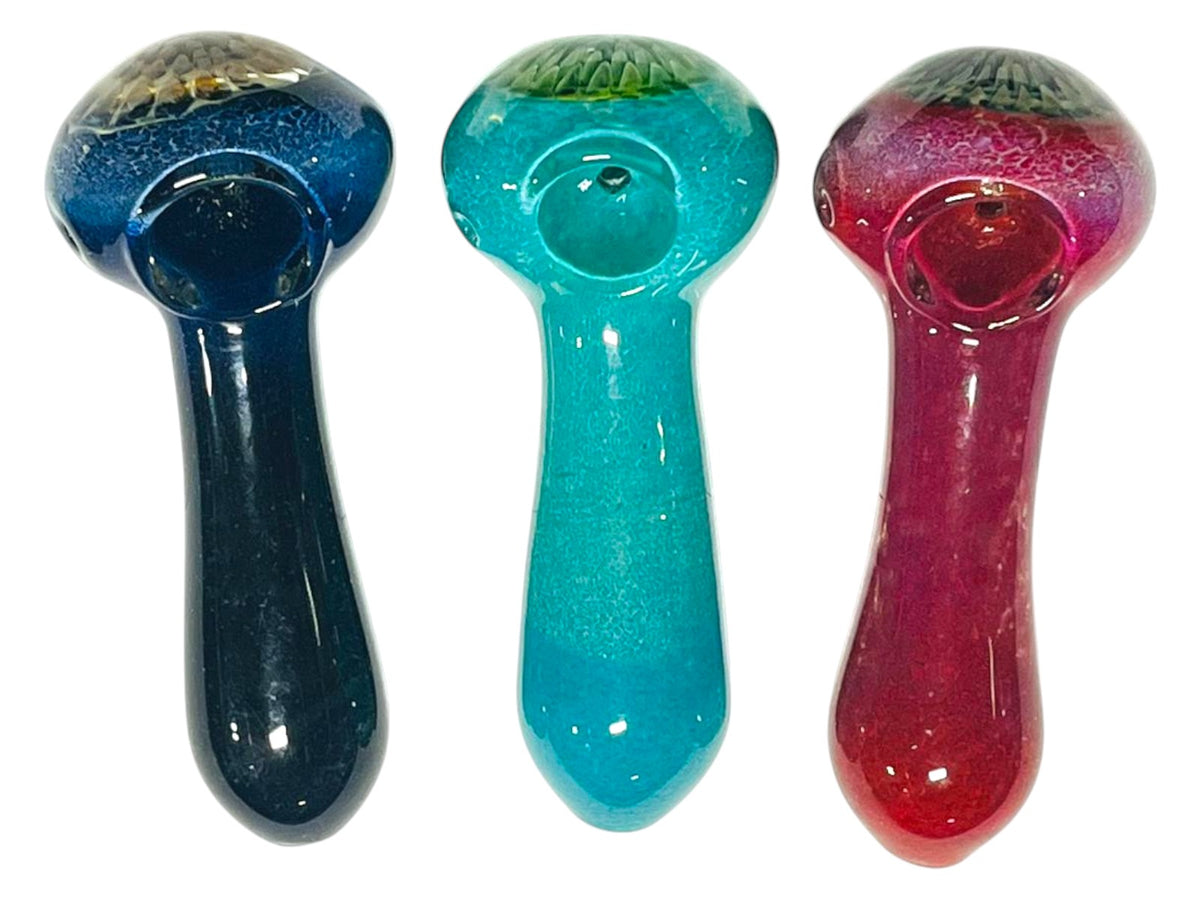 H54 4" Flower Head Art Marble Handpipe Assorted Colors 5ct