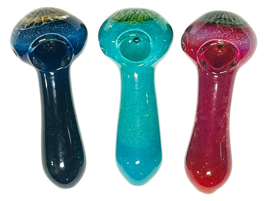 H54 4" Flower Head Art Marble Handpipe Assorted Colors 5ct