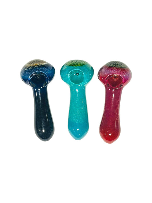 H54 4" Flower Head Art Marble Handpipe Assorted Colors 5ct