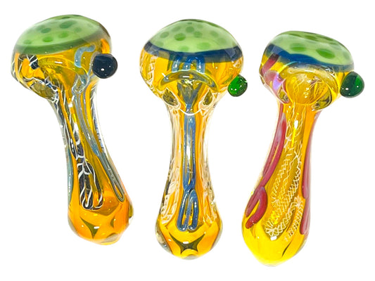 H55 5" Twisting Silver Fumed Honeycomb Head Handpipe Assorted Colors 5ct
