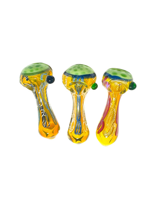 H55 5" Twisting Silver Fumed Honeycomb Head Handpipe Assorted Colors 5ct