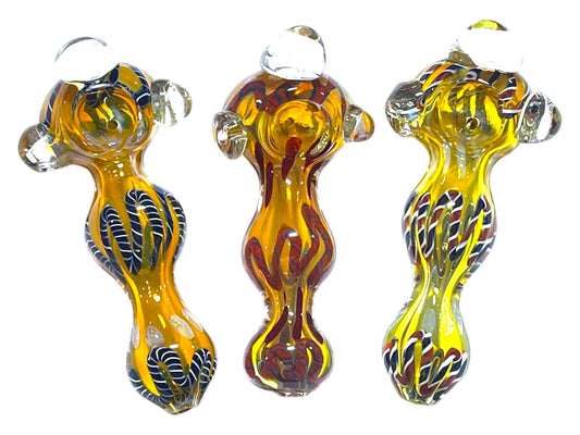 H56 5" Silver Fume Twisting Marble Handpipe Assorted Colors 5ct