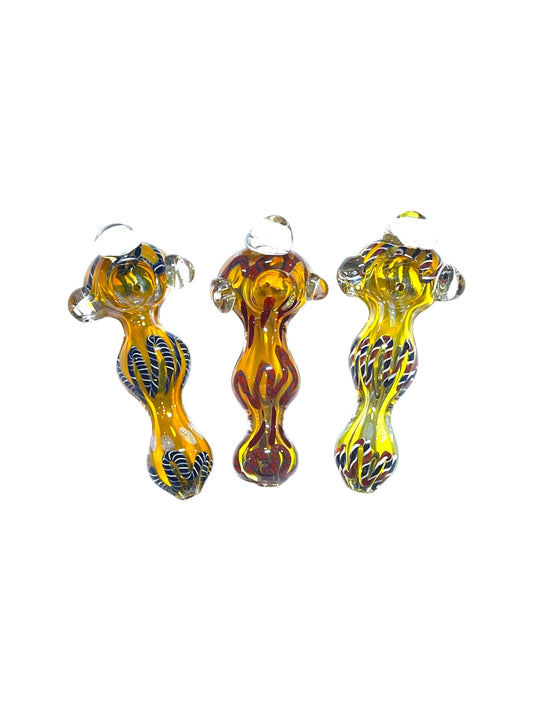 H56 5" Silver Fume Twisting Marble Handpipe Assorted Colors 5ct