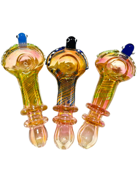 H57 5" Gold Fume Octopus Head Handpipe Assorted Colors 5ct