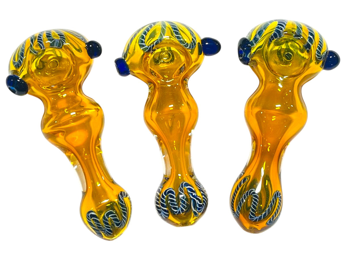 H58 4" Silver Fumed Twisting Handpipe Assorted Colors 5ct