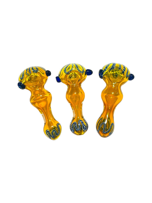H58 4" Silver Fumed Twisting Handpipe Assorted Colors 5ct