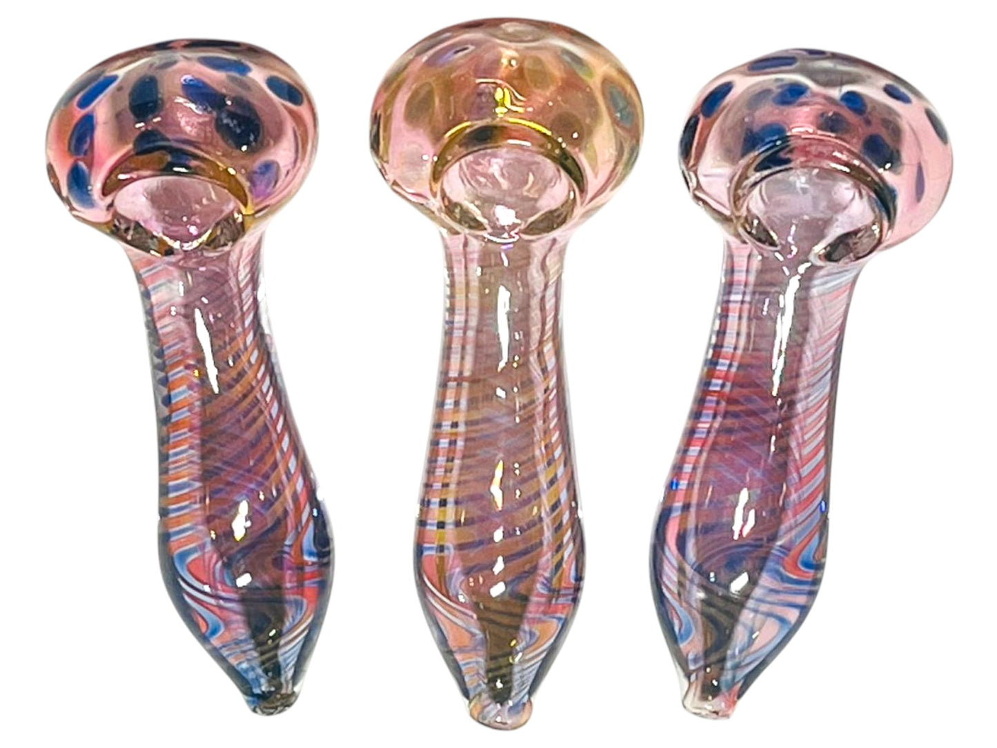 H61 4" Zigzag Gold Fume Handpipe Assorted Colors 5ct
