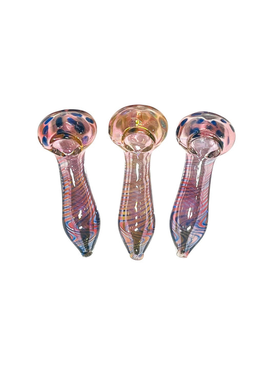 H61 4" Zigzag Gold Fume Handpipe Assorted Colors 5ct