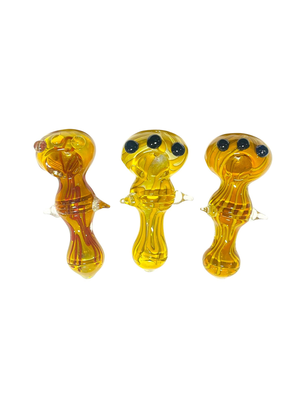 H62 4" Side Dotted Silver Fume Handpipe Assorted Colors 5ct