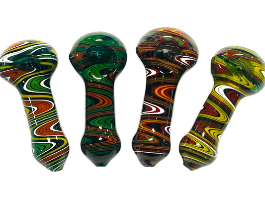 H63 4" Full Wigwag Colored Handpipe Assorted Colors 5ct