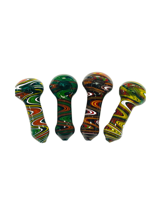 H63 4" Full Wigwag Colored Handpipe Assorted Colors 5ct