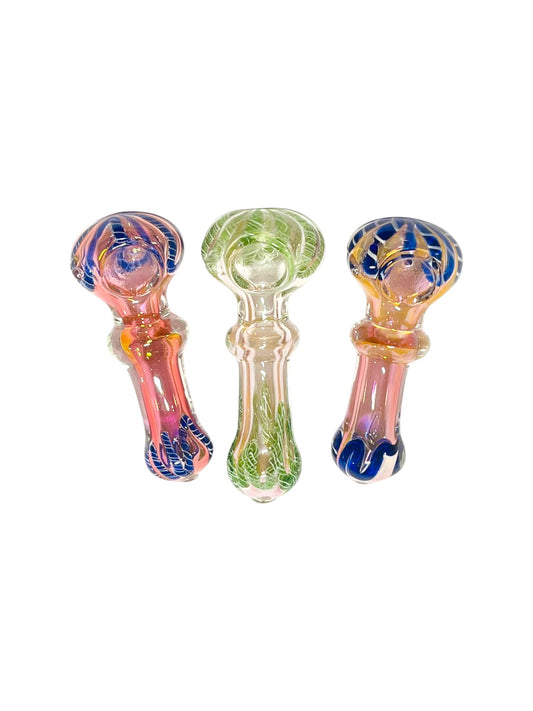 H64 4" Circled Silver Fumed Handpipe Assorted Colors 5ct