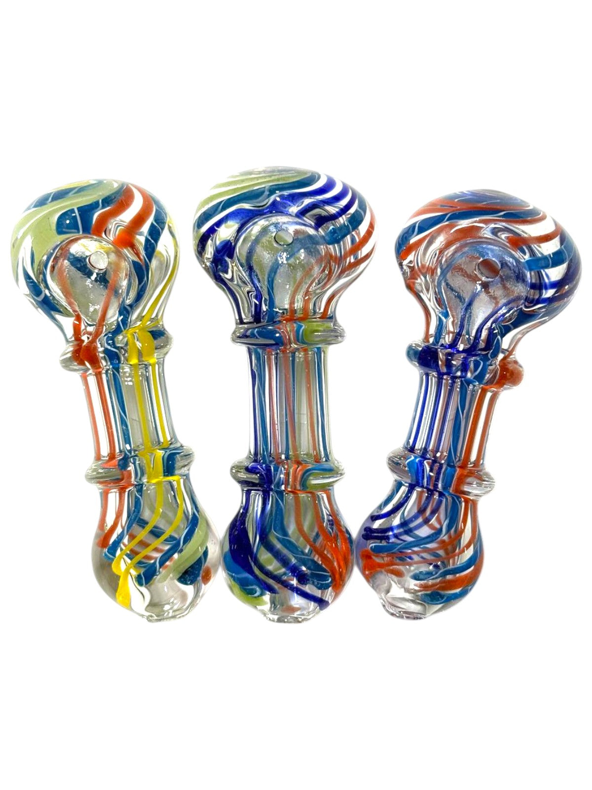 H89 3" Transparent Double Ring Handpipe Assorted Colors 5ct