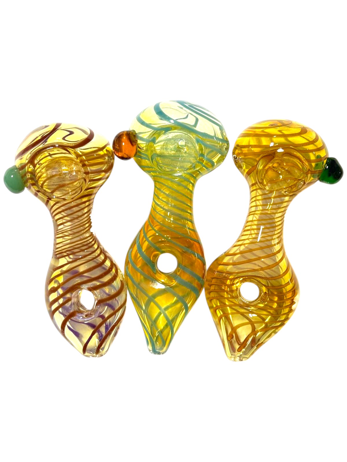 H95 4" Donut Mouthpiece w/ Swirls Handpipe Assorted Colors 5ct