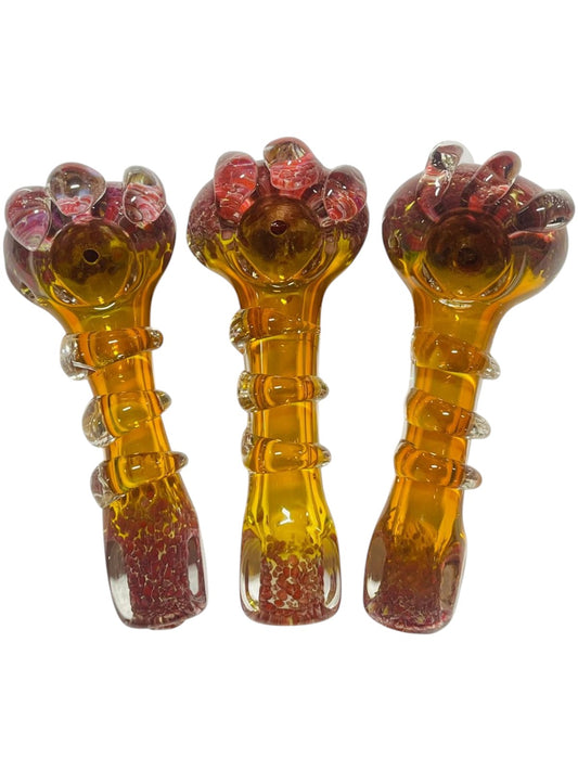 H67 5" Claw Gold Fumed Handpipe Assorted Colors 5ct