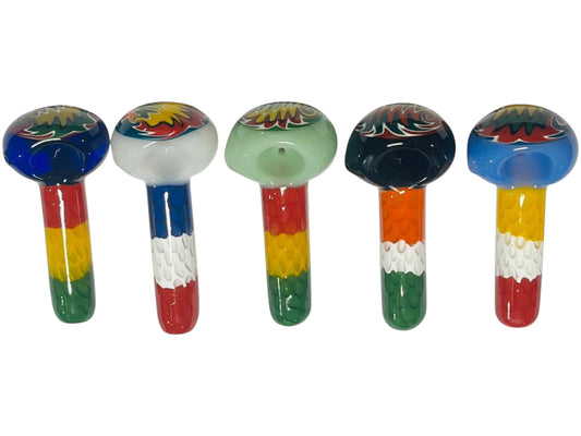 H69 4" Bubble Tri Color Handpipe Assorted Colors 5ct