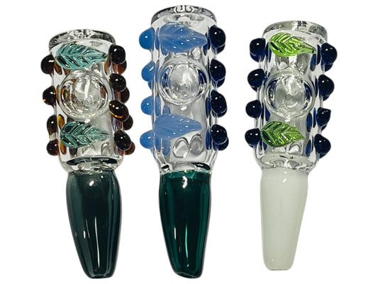 H73 4" Round Tree Leaf Handpipe Assorted Colors 5ct