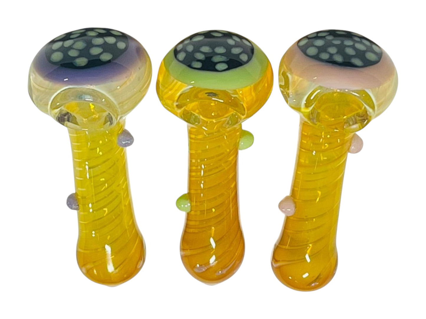 H78 4" Dotted Gold Marble Handpipe Assorted Colors 5ct