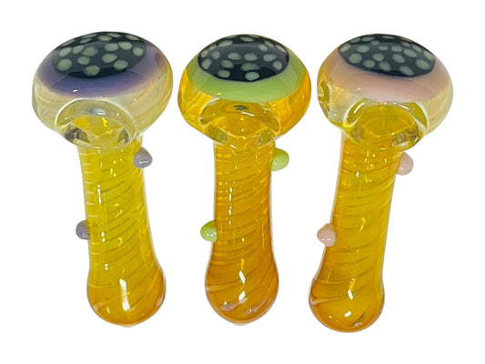 H78 4" Dotted Gold Marble Handpipe Assorted Colors 5ct