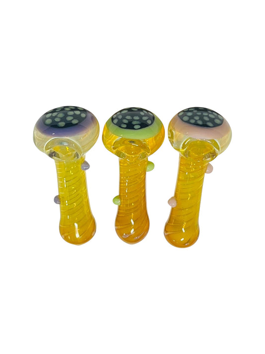 H78 4" Dotted Gold Marble Handpipe Assorted Colors 5ct