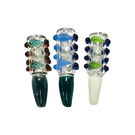 H73 4" Round Tree Leaf Handpipe Assorted Colors 5ct