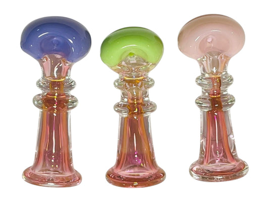H76 4" Silver Fumed w/ Round Mouthpiece Handpipe Assorted Colors 5ct