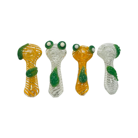 H77 4" Swirls w/ Leaf Design Handpipe Assorted Colors 5ct