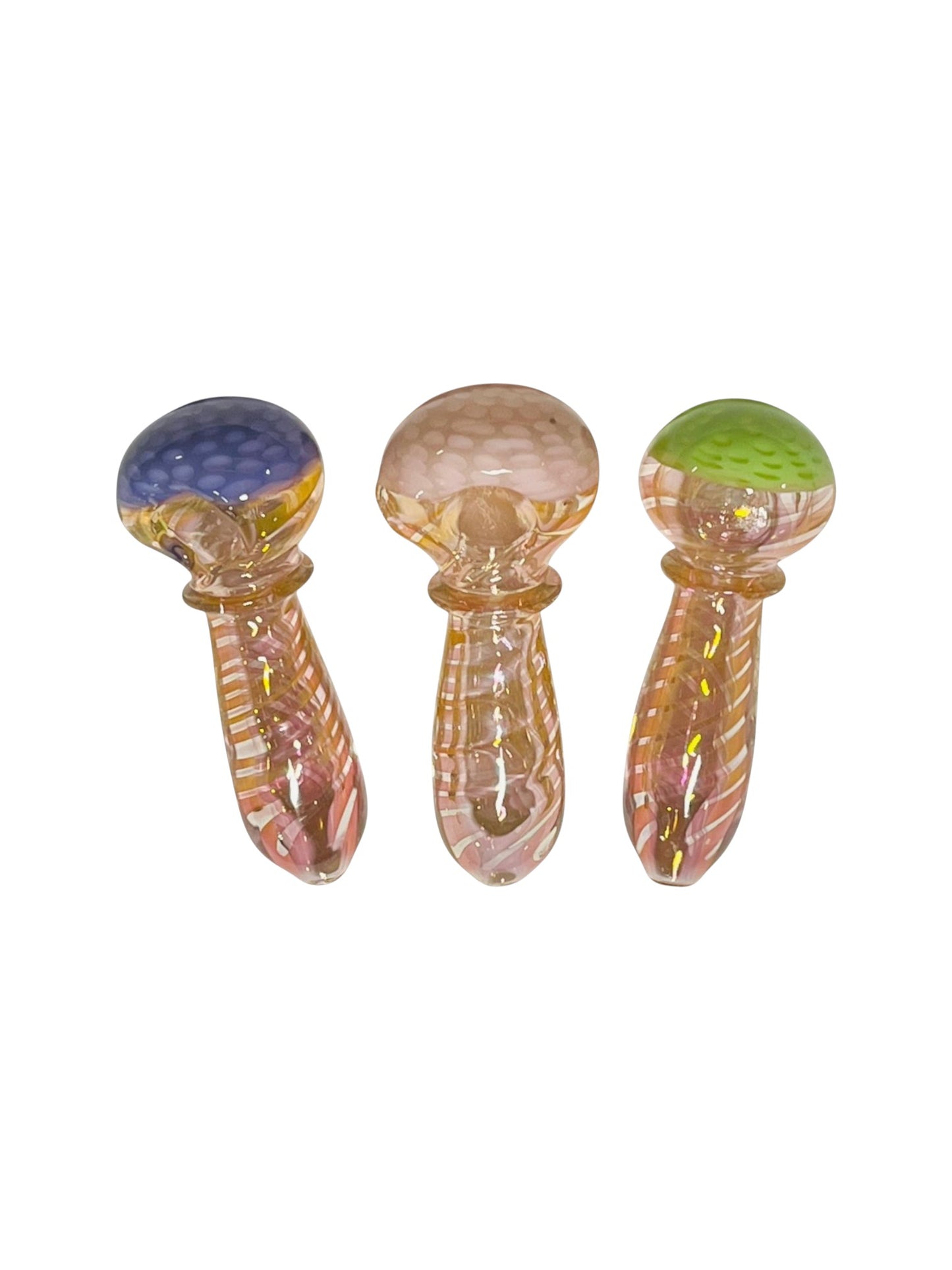 H79 4" Silver Fumed Swirls w/ Milky Head Handpipe Assorted Colors 5ct