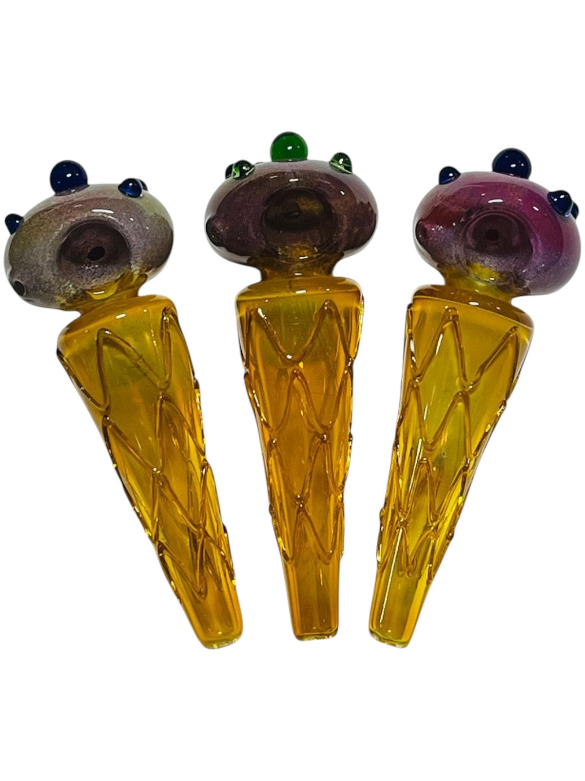 H82 5" Round Ice Cream Cone Head Handpipe Assorted Colors 5ct