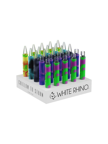 WHITE RHINO CHILLUM TO STRAW ORIGINAL -25ct DISPLAY (PYREX)