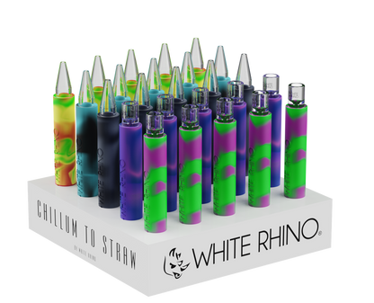 WHITE RHINO CHILLUM TO STRAW ORIGINAL -25ct DISPLAY (PYREX)